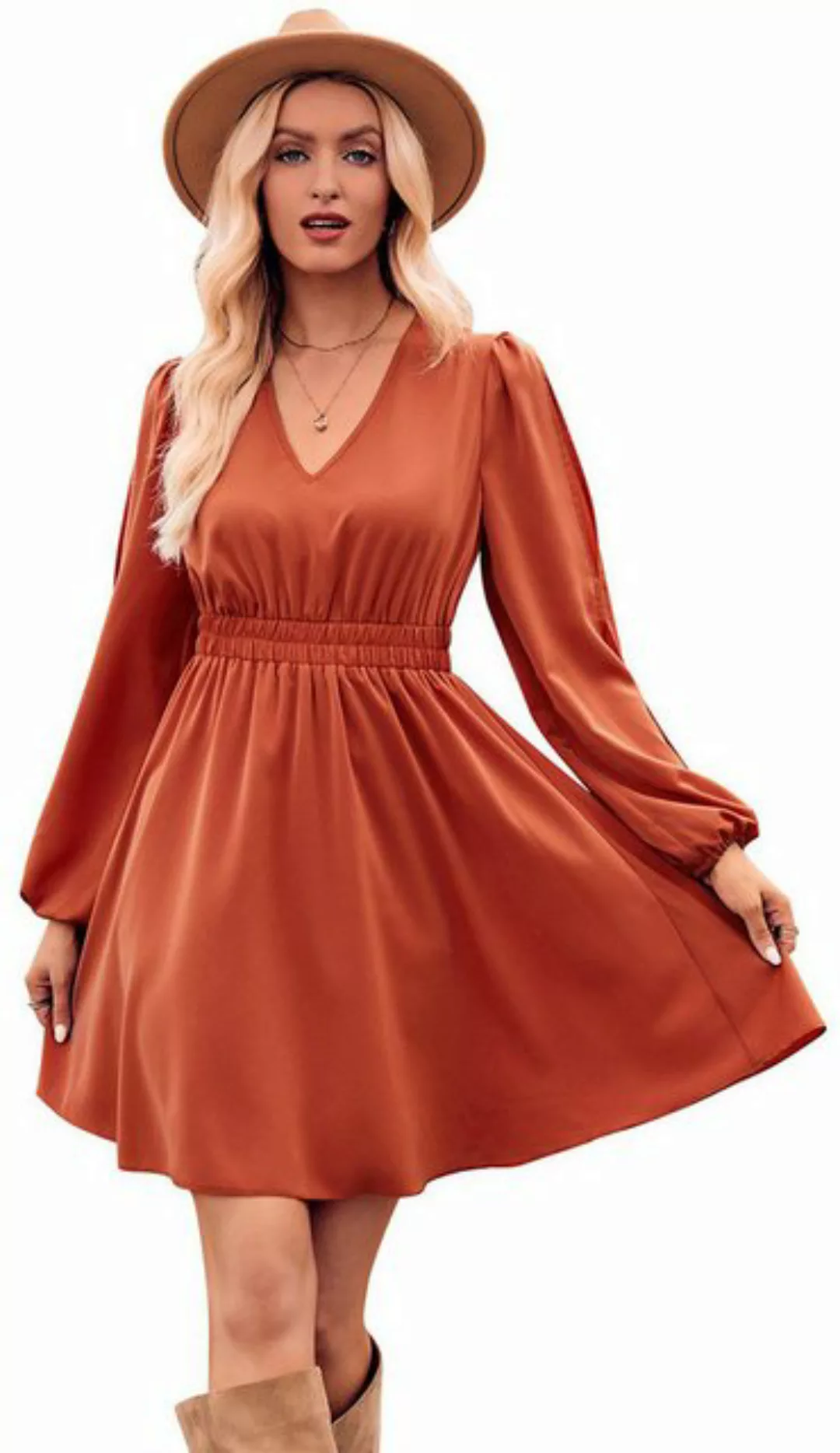 ZWY Abendkleid Langärmliges Kleid mit V-Ausschnitt, Cut-out und Bauchkontro günstig online kaufen