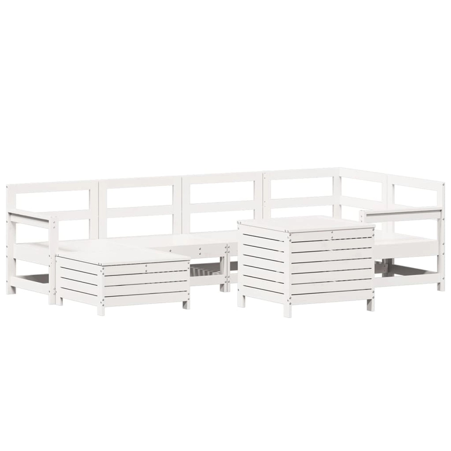 vidaXL 7-Tlg Garten-Sofagarnitur Weiß Massivholz Kiefer 3250985 günstig online kaufen