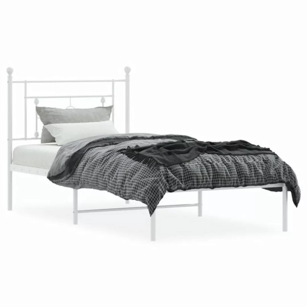 vidaXL Bettgestell Bettgestell mit Kopfteil Metall Weiß 90x200 cm Bett Bett günstig online kaufen