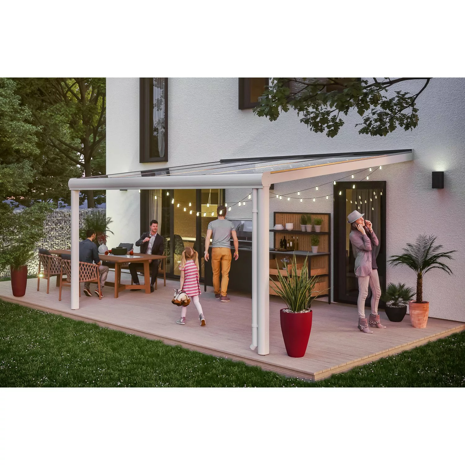 Terrassenüberdachung Genua 434 x 307 cm Aluminium Weiß günstig online kaufen