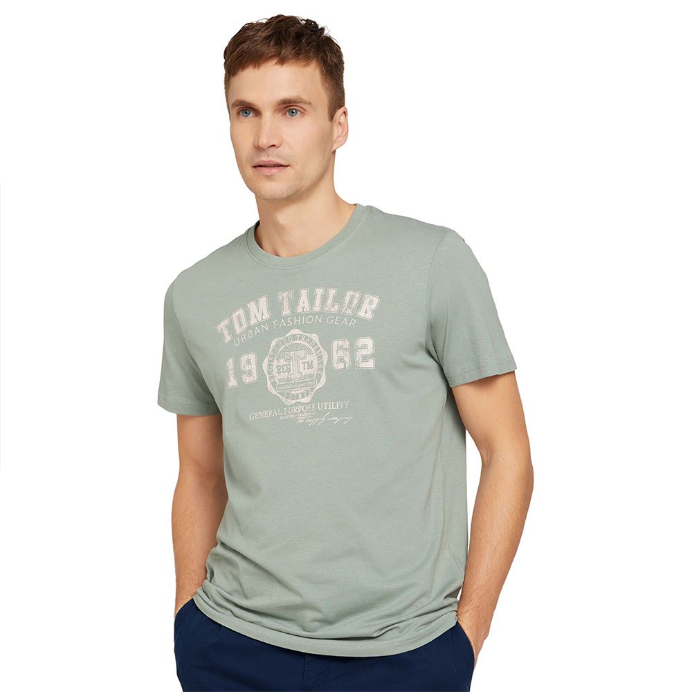 Tom Tailor Logo Kurzärmeliges T-shirt S Dark Smoke Green günstig online kaufen