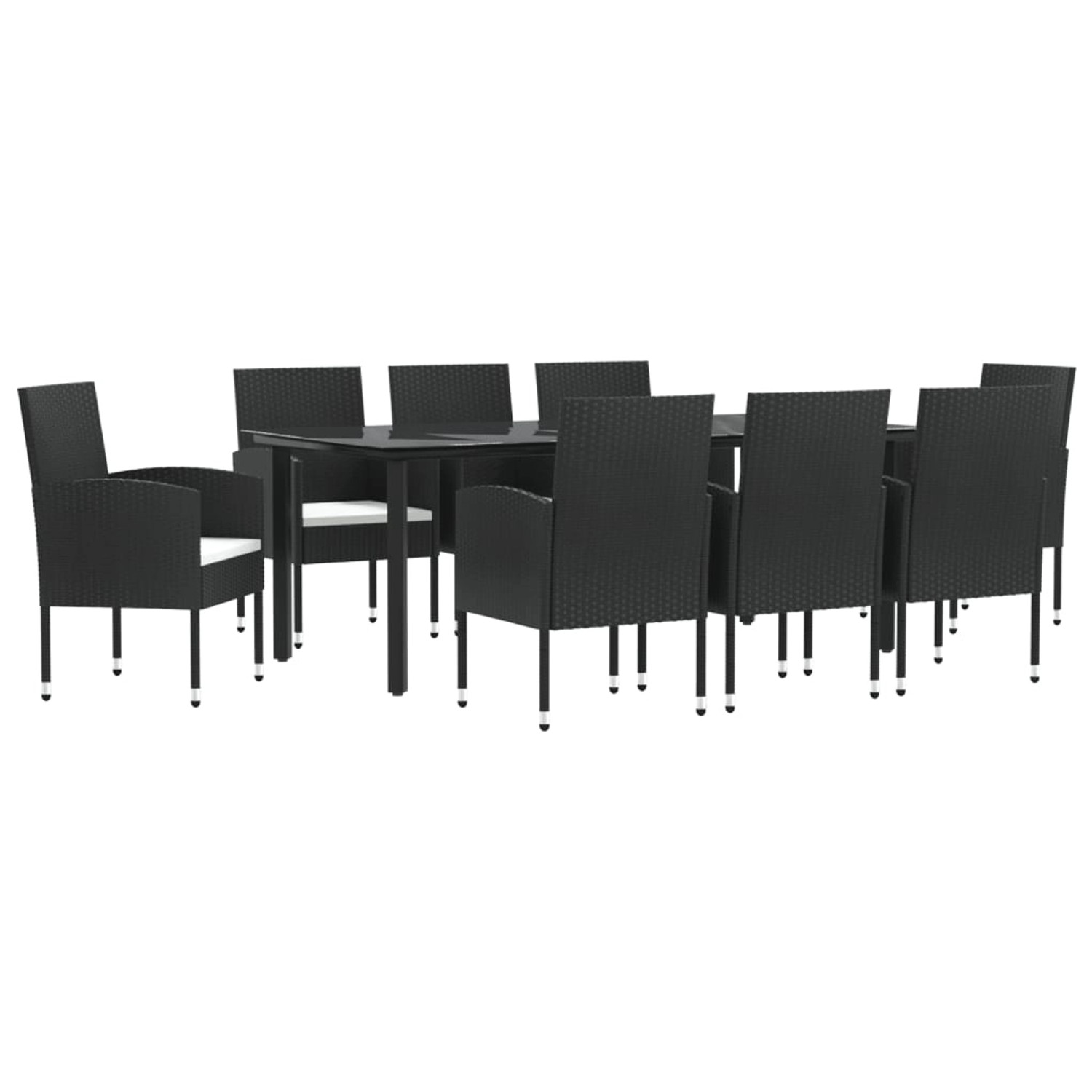 vidaXL 9-Tlg Garten-Essgruppe Schwarz Poly Rattan und Stahl 3203319 günstig online kaufen