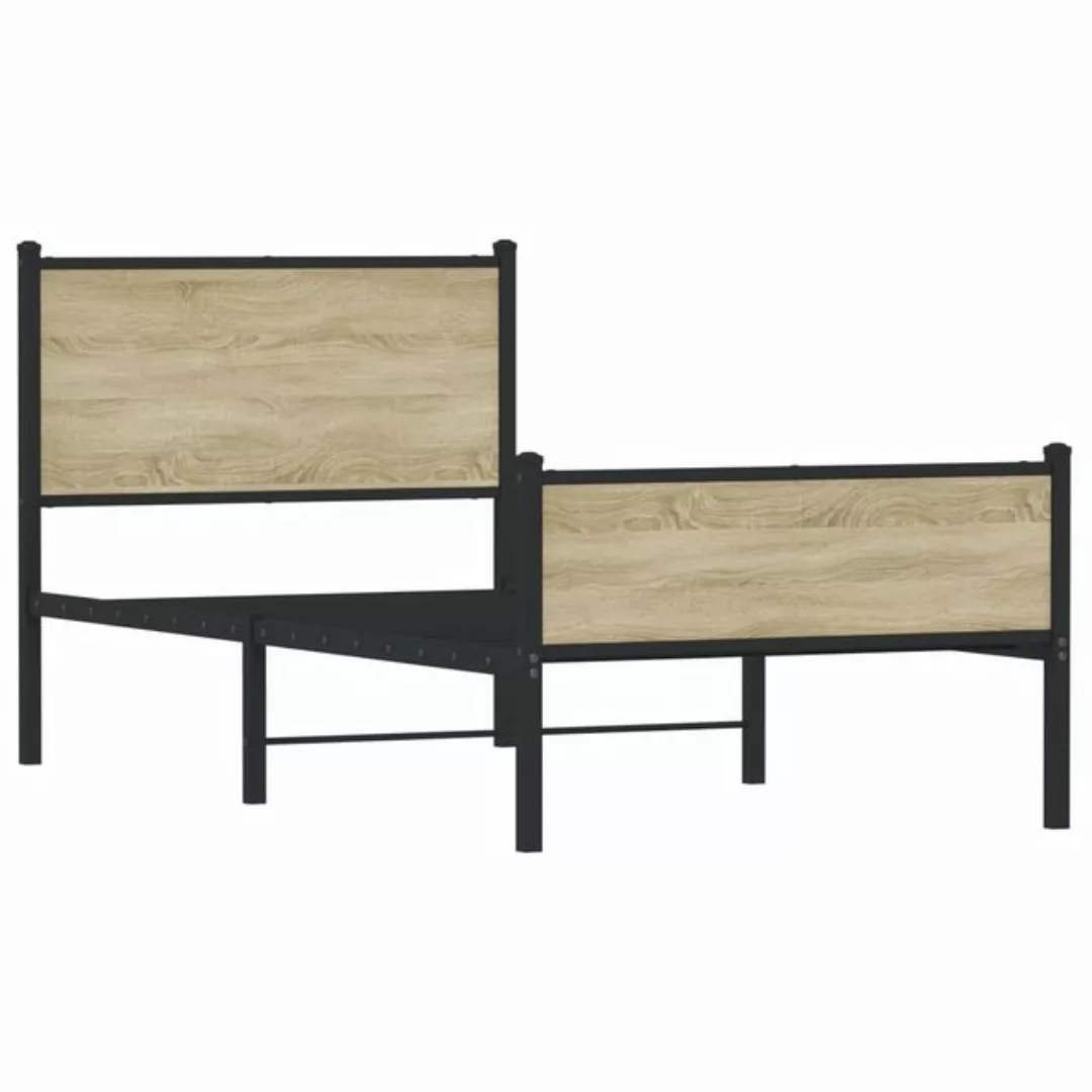 vidaXL Bett Metallbett ohne Matratze Sonoma-Eiche 100x190 cm günstig online kaufen