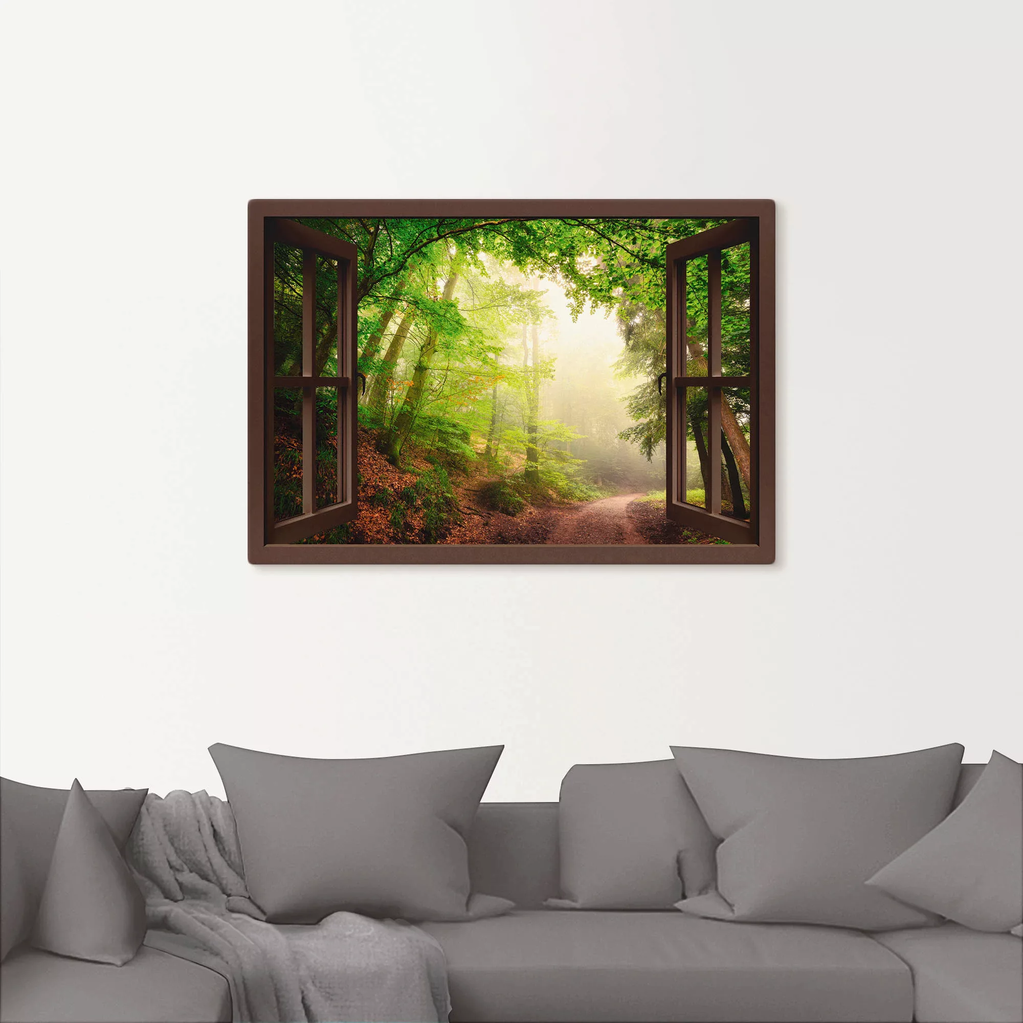 Artland Wandbild "Fensterblick Torbögen durch Bäume", Wald, (1 St.), als Le günstig online kaufen