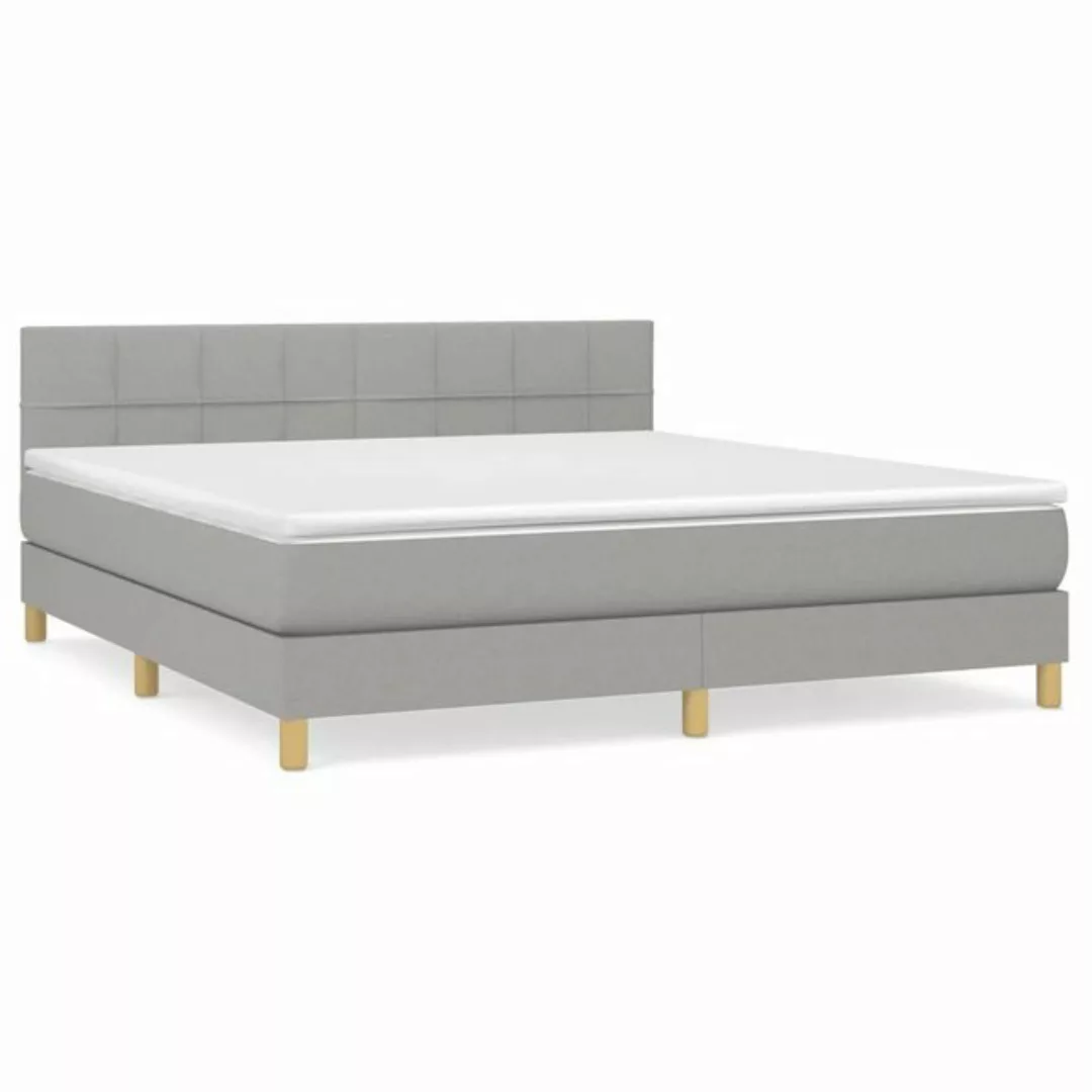 furnicato Bett Boxspringbett mit Matratze Hellgrau 180x200 cm Stoff günstig online kaufen