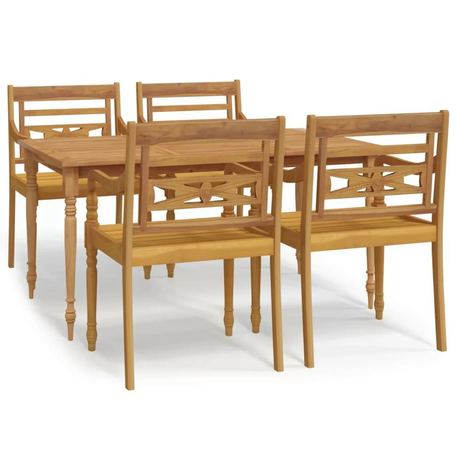 Vidaxl 5-tlg. Garten-essgruppe Massivholz Teak günstig online kaufen