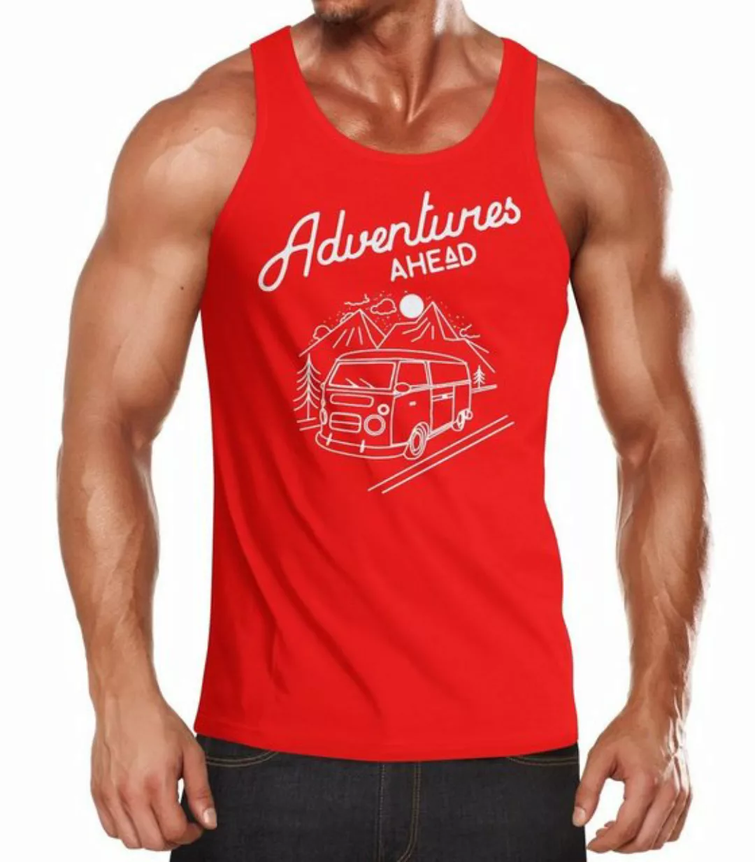 MoonWorks Tanktop Herren Tanktop Bus Retro Abenteuer Adventures Ahead Moonw günstig online kaufen