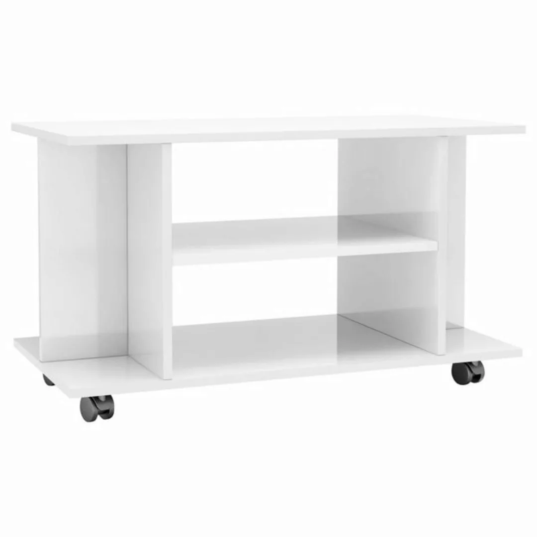 furnicato TV-Schrank mit Rollen Hochglanz-Weiß 80x40x45 cm Holzwerkstoff günstig online kaufen