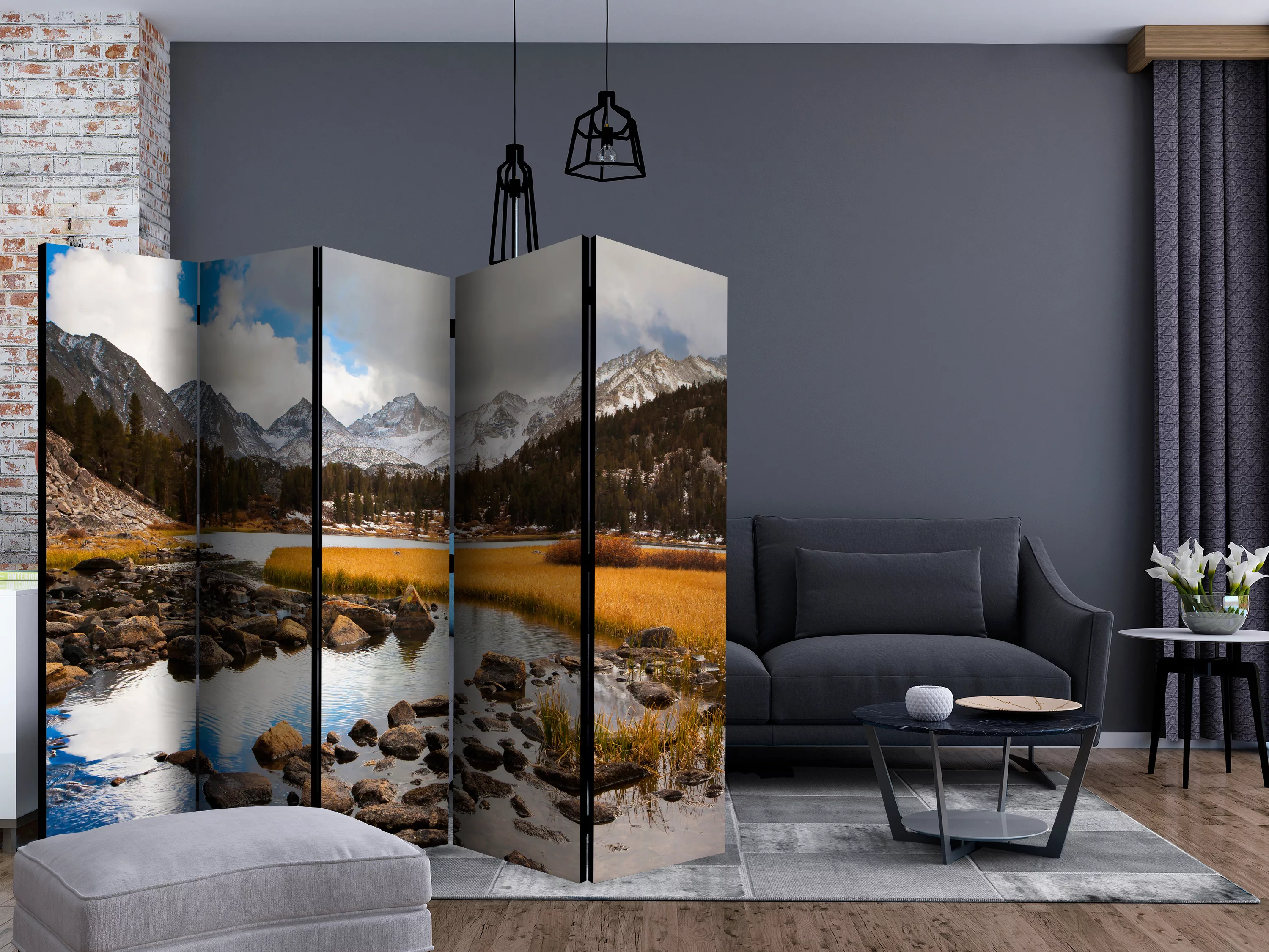 5-teiliges Paravent - Mountain Stream Ii [room Dividers] günstig online kaufen