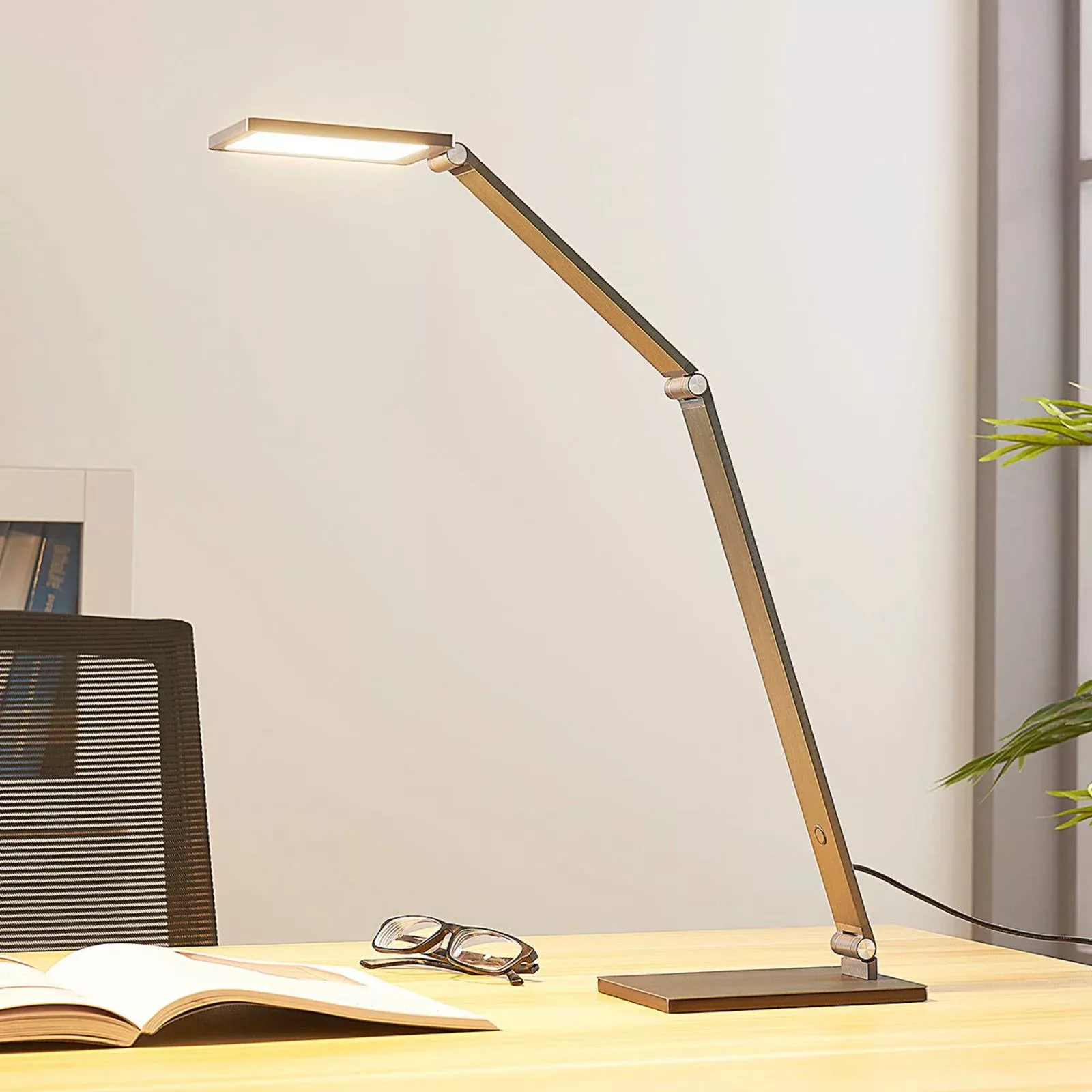 Lucande LED-Schreibtischlampe Mion, 41 cm, eckig, dimmbar günstig online kaufen