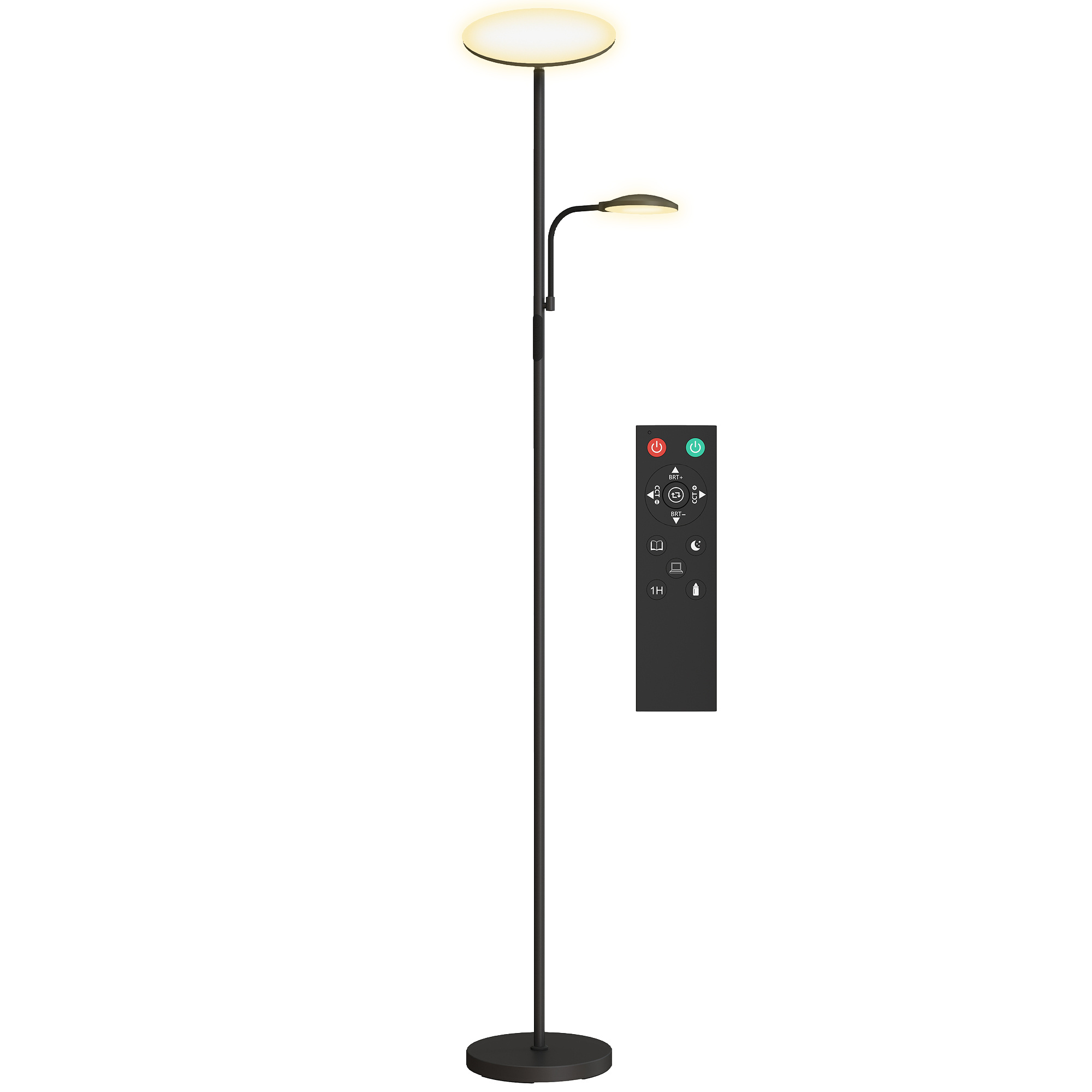 HOMCOM Moderne Stehleuchte mit 2 Lichtpunkten, Einstellbare Beleuchtung in günstig online kaufen