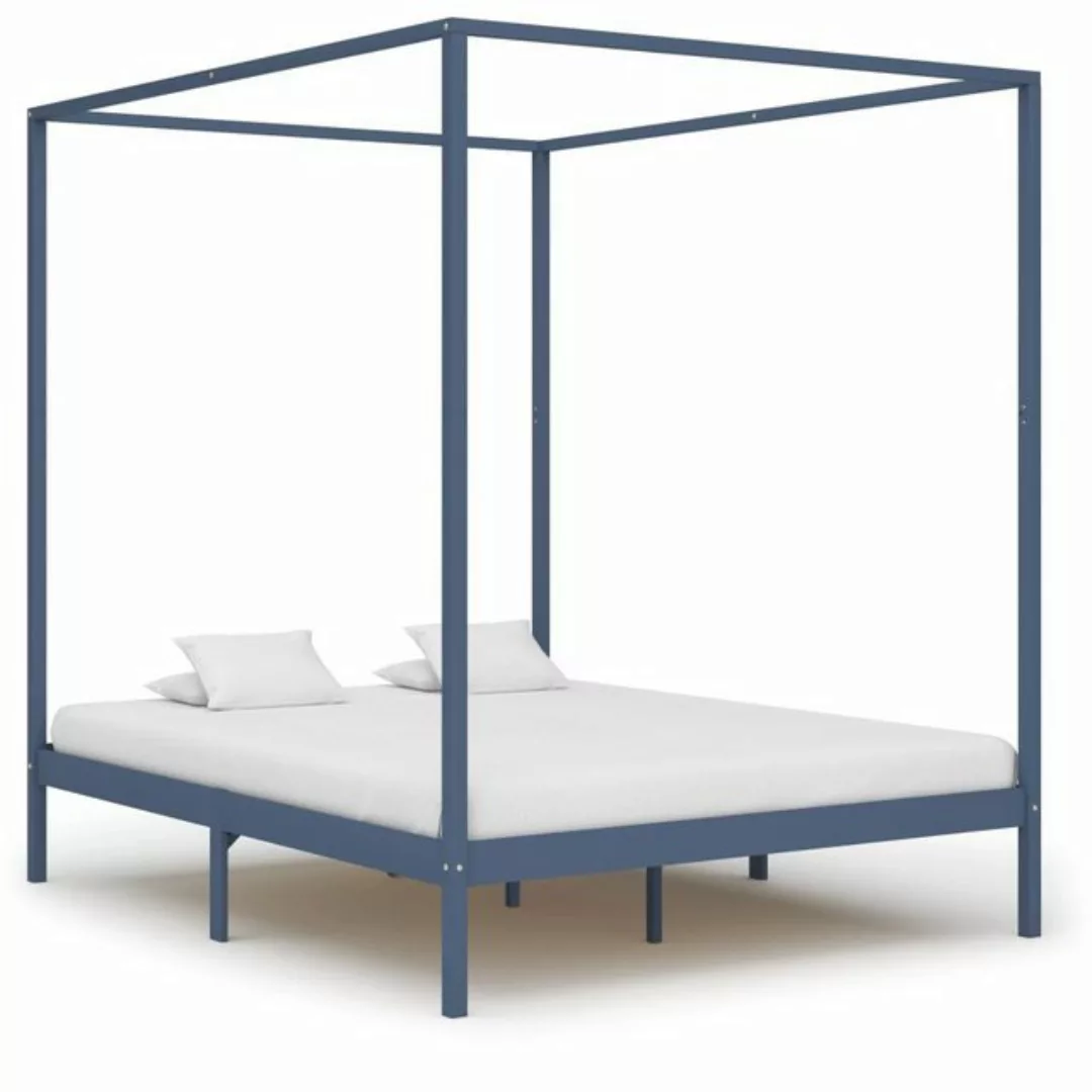 furnicato Bett Himmelbett-Gestell Grau Massivholz Kiefer 180 x 200 cm günstig online kaufen