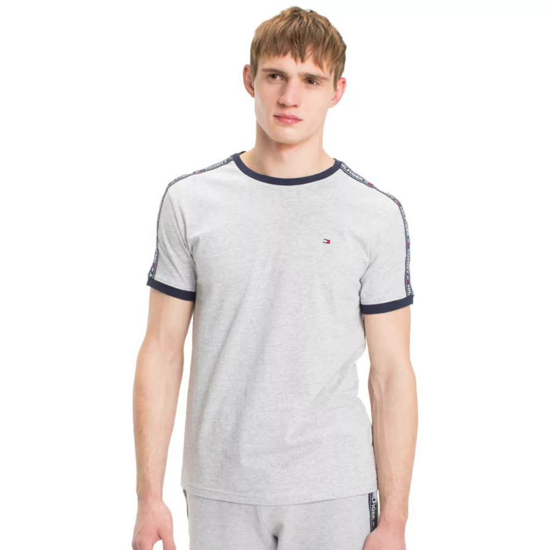 Tommy Hilfiger – Authentisches, graues Lounge-T-Shirt mit seitlichen Logost günstig online kaufen