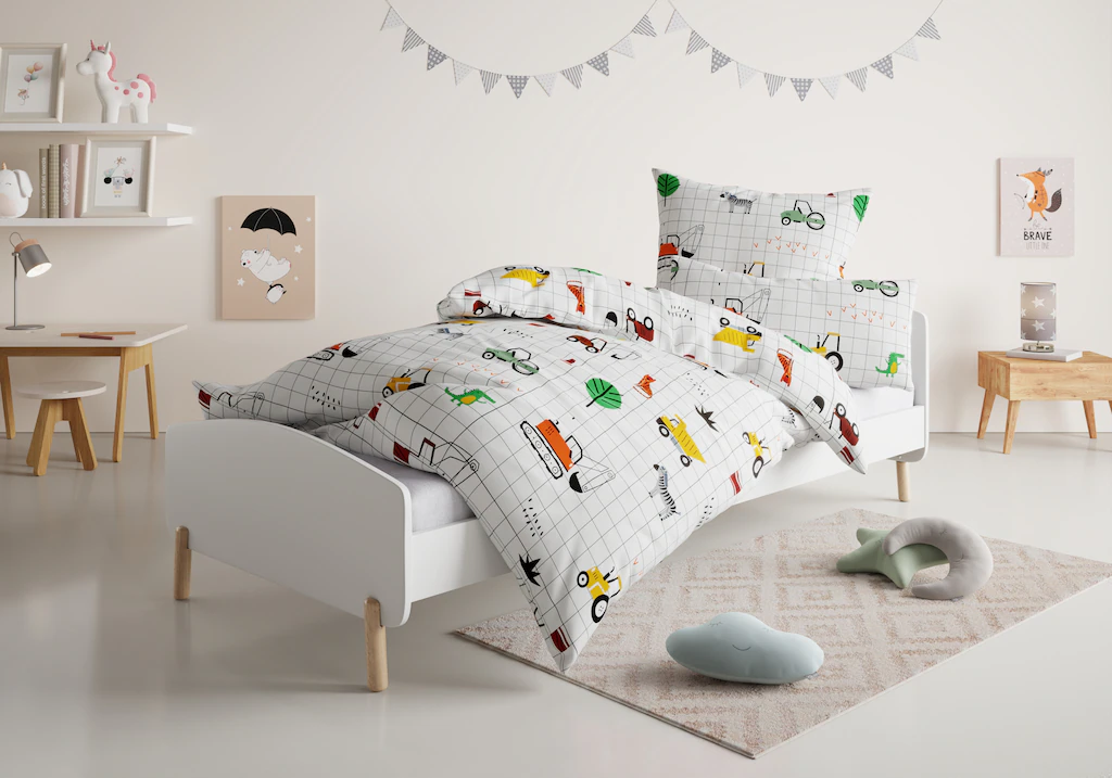 Lüttenhütt Kinderbettwäsche »CUDDLEE«, (2 tlg.), in vielen Designs: Dino,Ei günstig online kaufen