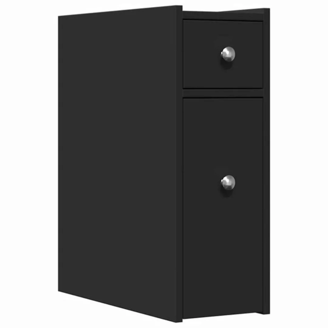 vidaXL Aktenschrank Badschrank Schmal mit Rollen Schwarz Spanplatte günstig online kaufen