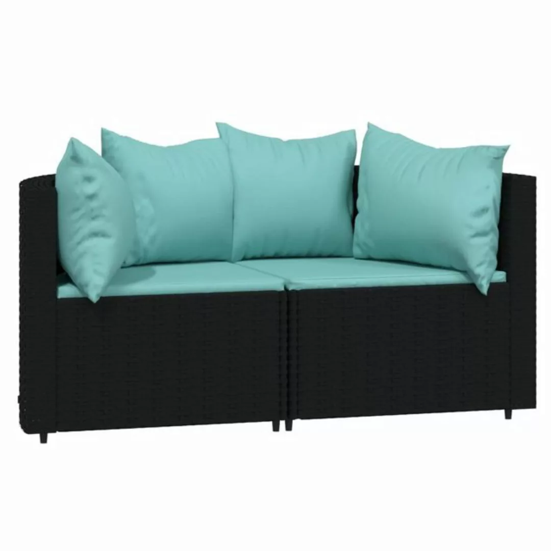 vidaXL Loungesofa Garten-Ecksofas mit Kissen 2 Stk. Schwarz Poly Rattan, 1 günstig online kaufen