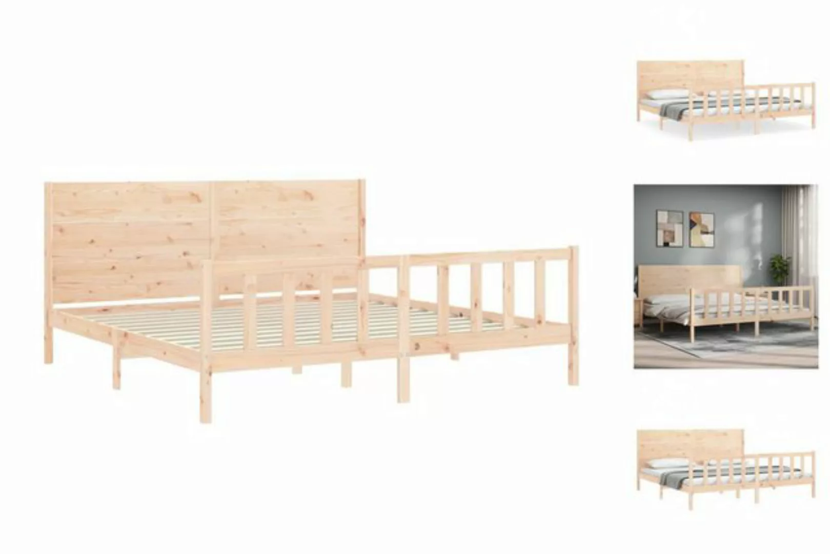 vidaXL Bettgestell Massivholzbett mit Kopfteil Bett Bettgestell günstig online kaufen