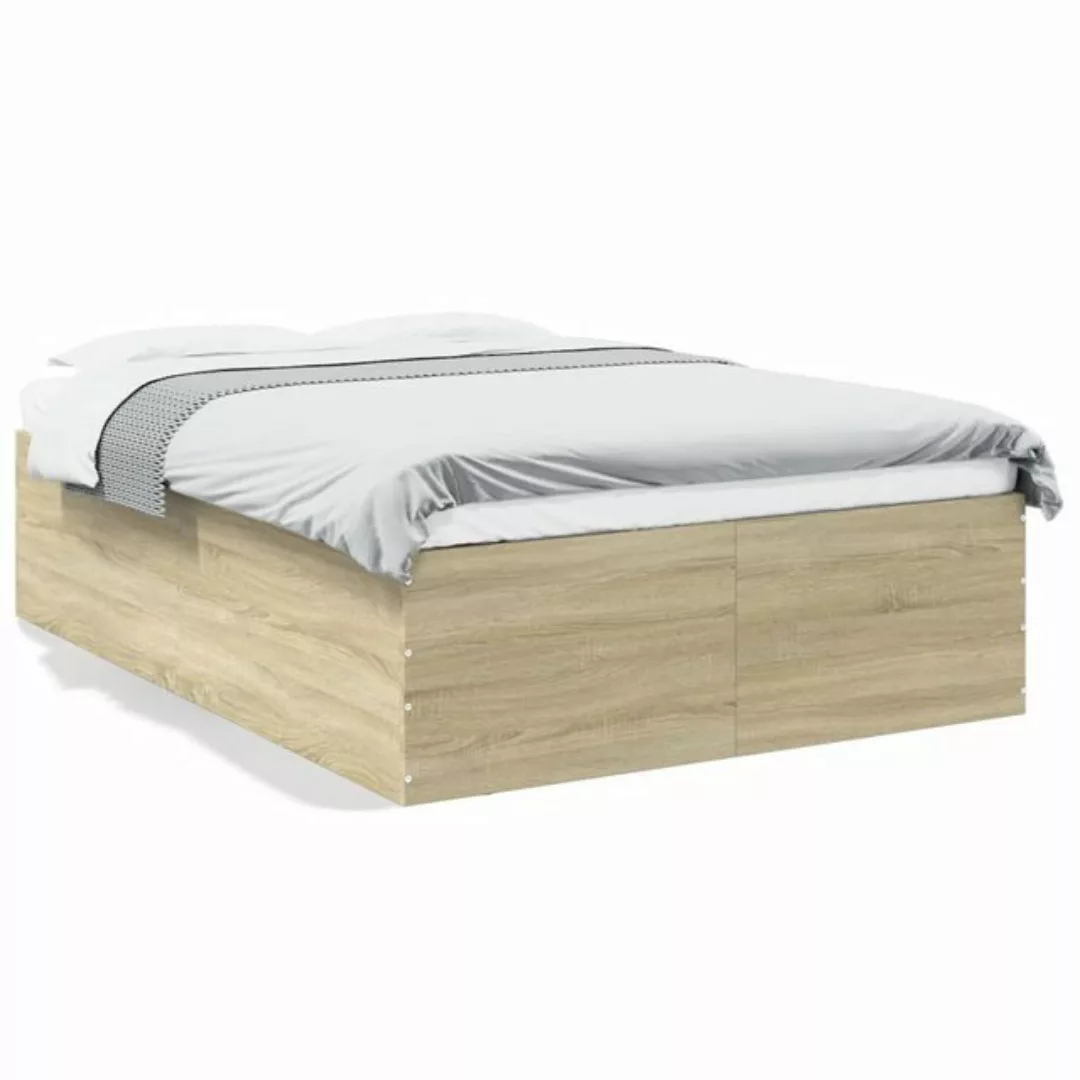 vidaXL Bettgestell, Bettrahmen Sonoma-Eiche 135x190 cm Holzwerkstoff günstig online kaufen