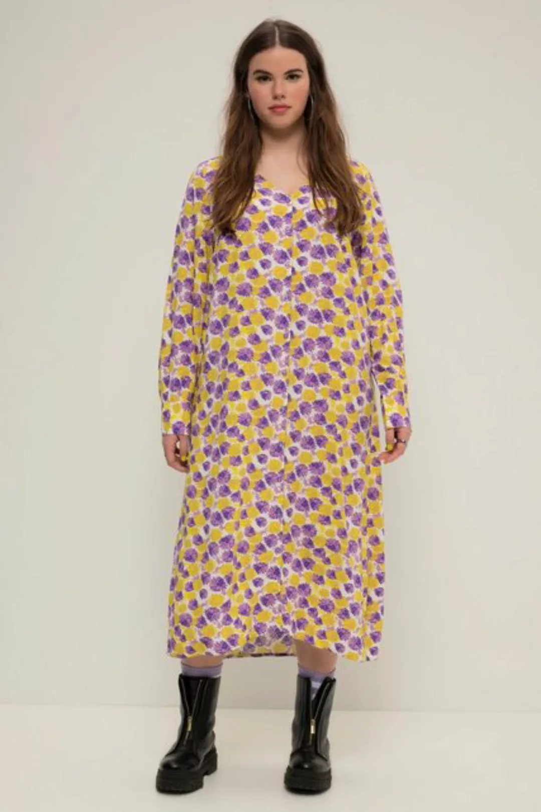 Studio Untold Jerseykleid Maxikleid A-Line Allover-Print V-Ausschnitt günstig online kaufen