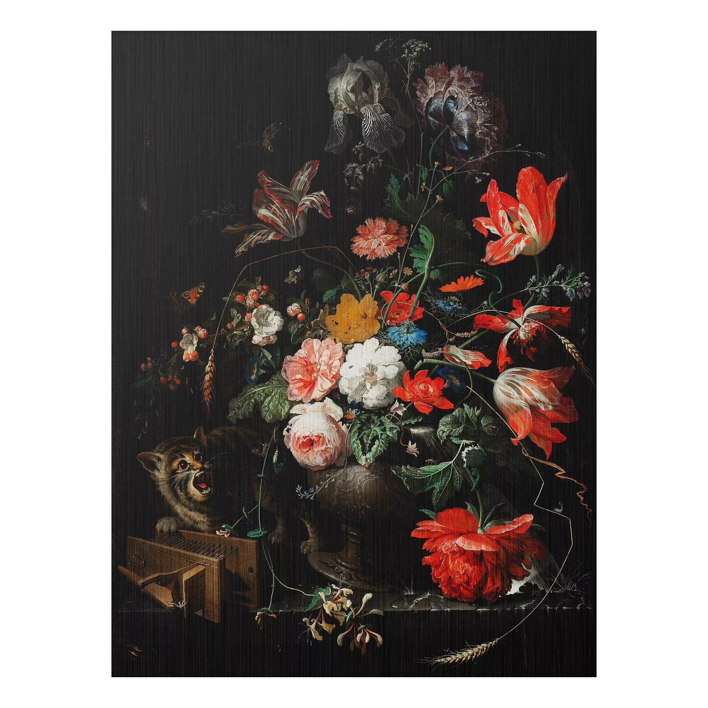 Alu-Dibond Bild Blumen - Hochformat 3:4 Abraham Mignon - Das umgeworfene Bo günstig online kaufen