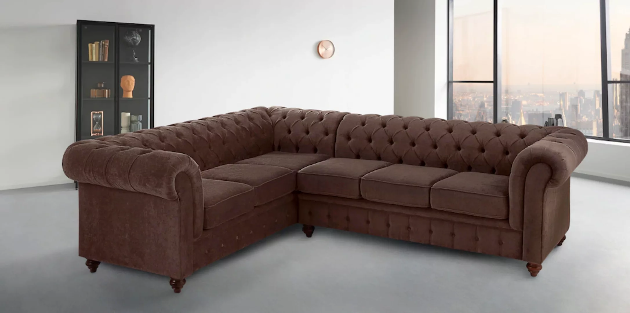 Home affaire Chesterfield-Sofa Chesterfield Ecksofa, auch in Leder L-Form, günstig online kaufen