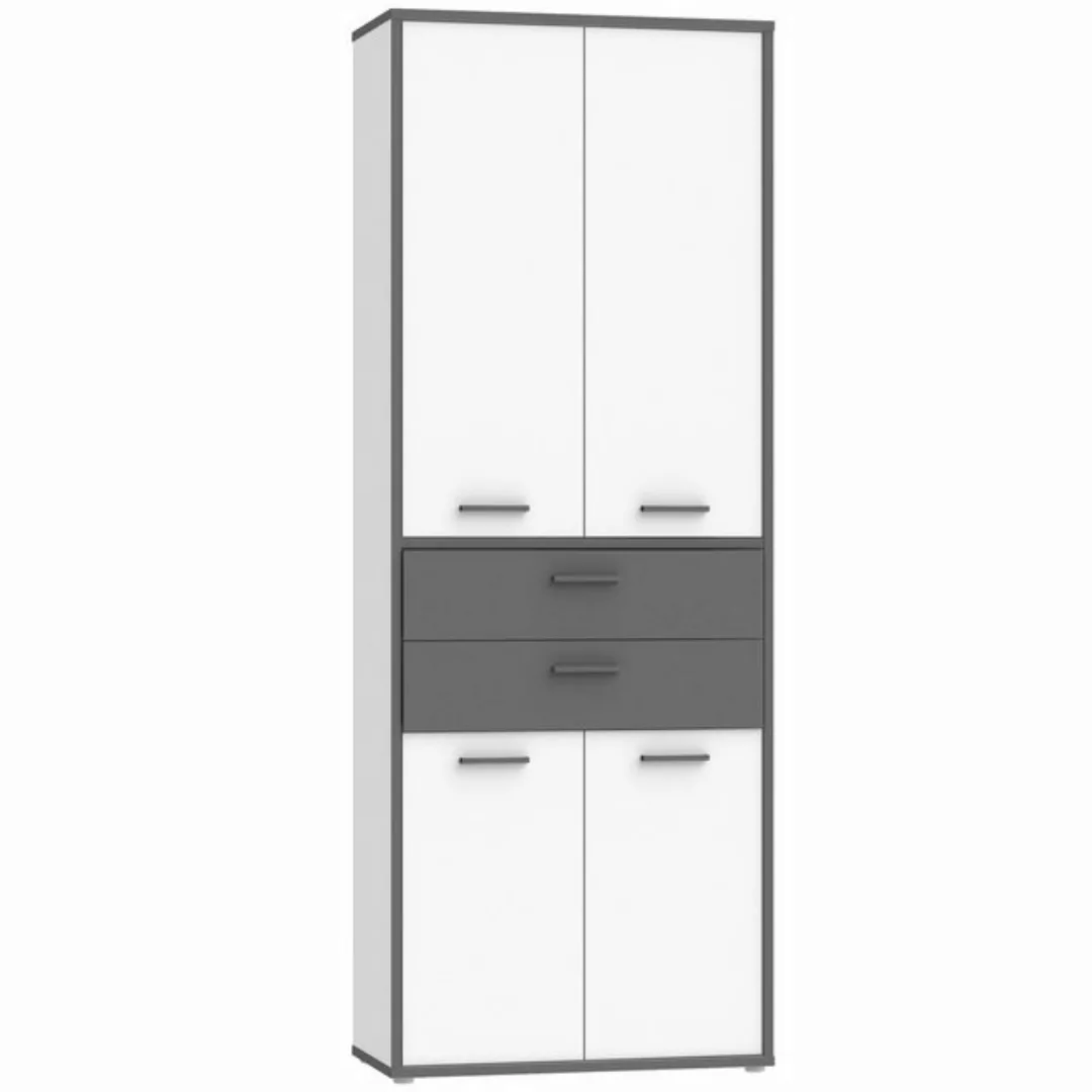 expendio Aktenschrank Keijo 2 Weiß / Wolfram Grey, 85x227x42 cm günstig online kaufen