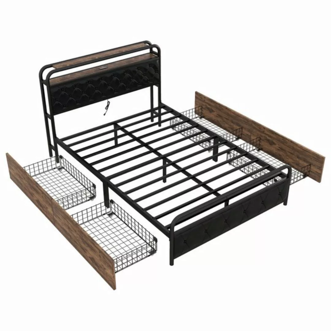 KoDise Stauraumbett Bettrahmen 140*200cm Doppelbett mit 4 Schubladen,USB-St günstig online kaufen