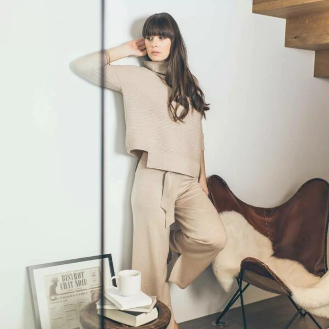 Merino Loungewear Set "Rollkragenpullover Bailey & Strickhose Bailey" günstig online kaufen