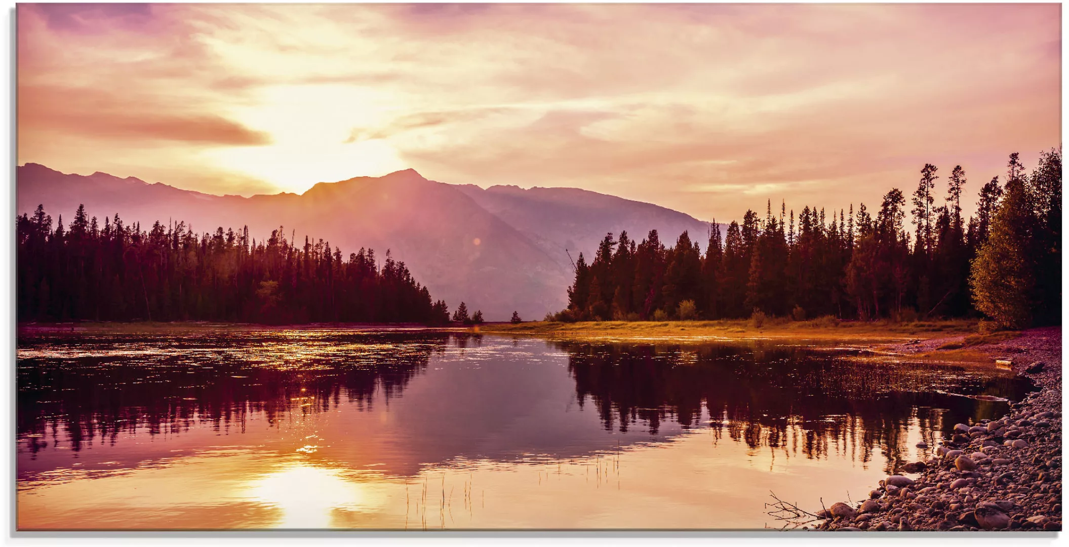 Artland Glasbild »Grand Teton Gebirge bei Sonnenuntergang«, Sonnenaufgang & günstig online kaufen