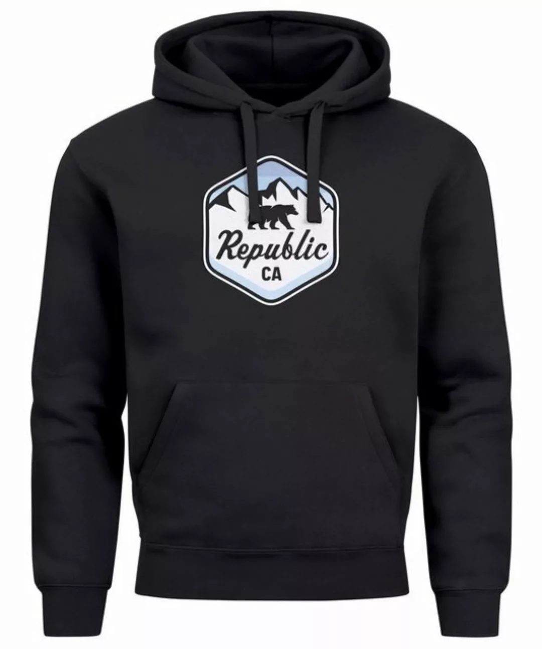 Neverless Hoodie Hoodie Herren Republic California Bär Berge Wappen Print A günstig online kaufen