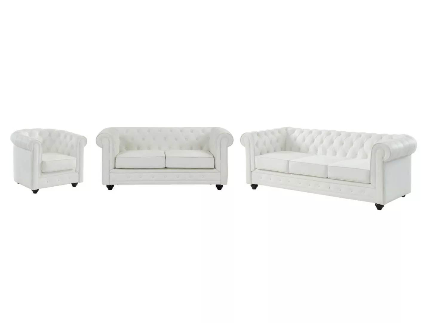 Sofas 3-Sitzer, 2-Sitzer & Sessel - Kunstleder - Weiß - CHESTERFIELD günstig online kaufen