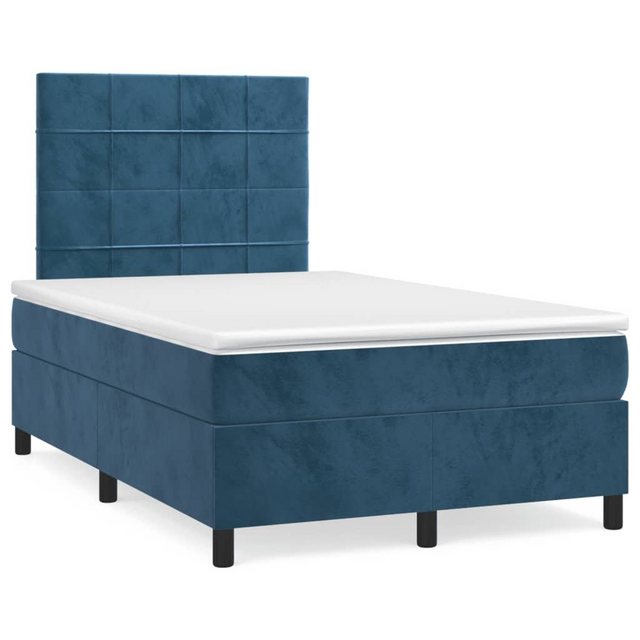 vidaXL Boxspringbett Boxspringbett mit Matratze Dunkelblau 120x200 cm Samt günstig online kaufen