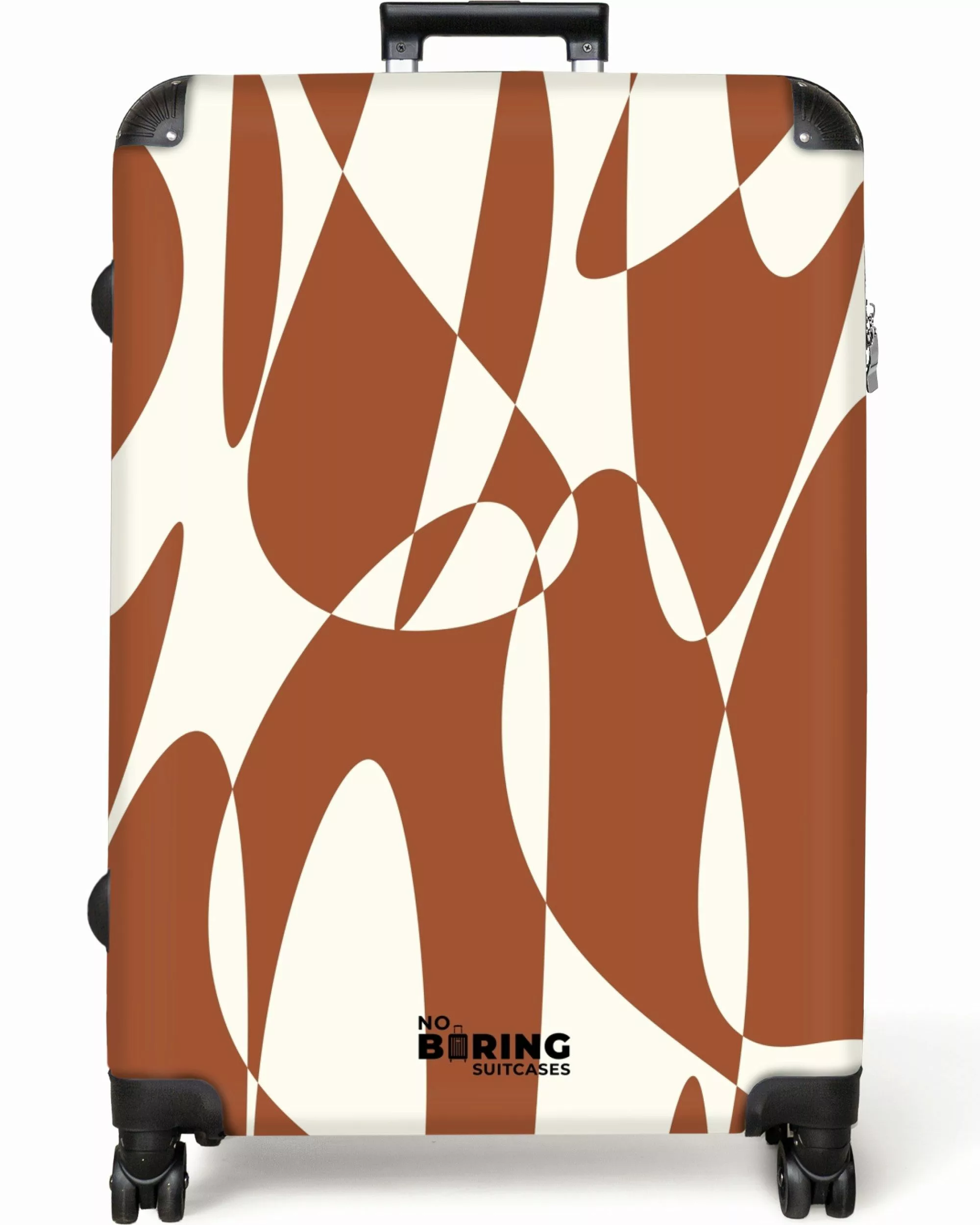 NoBoringSuitcases.com© Hartschalen-Trolley Braun mit weißen abstrakten günstig online kaufen