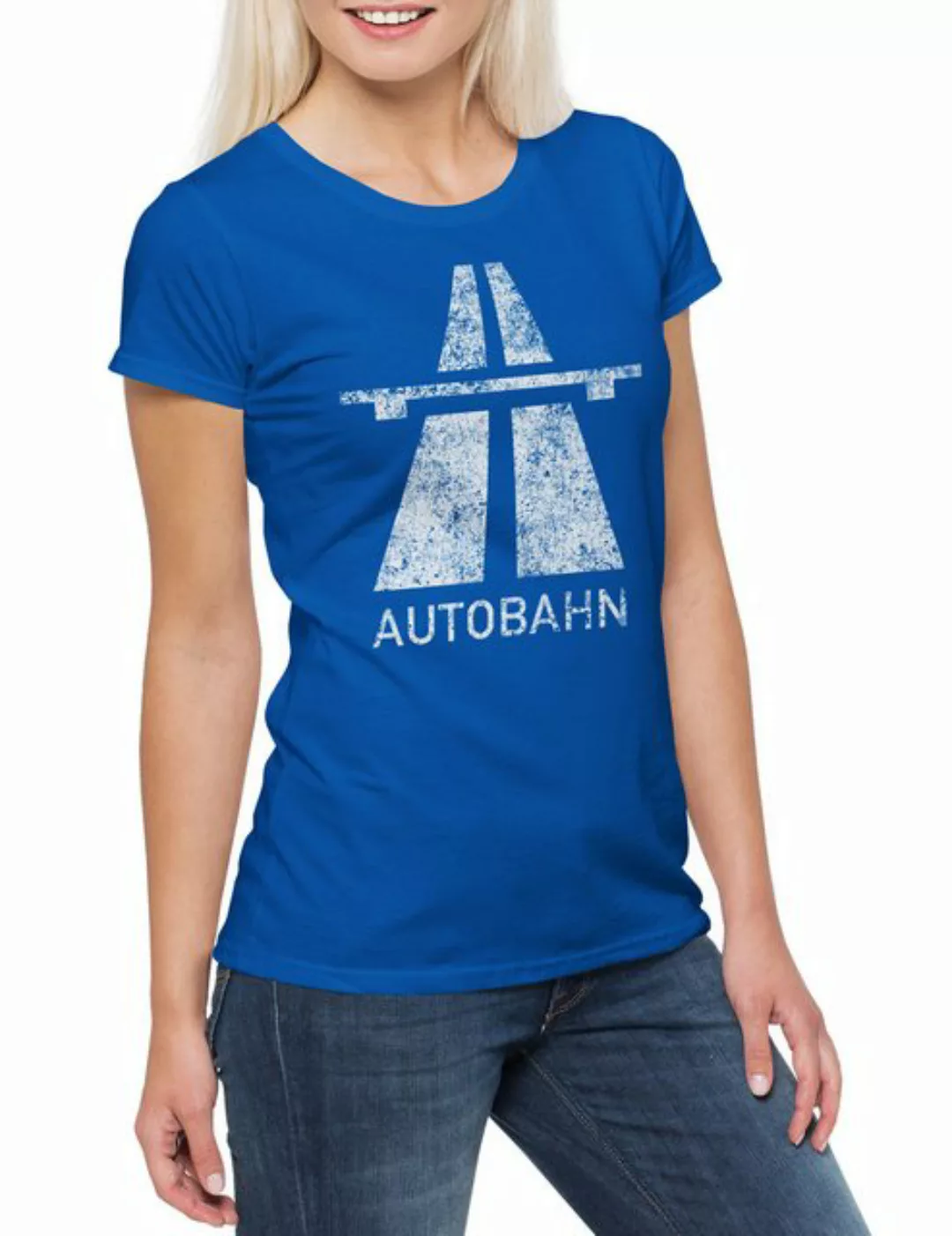 Urban Backwoods Print-Shirt Autobahn Damen T-Shirt Techno Acid Indie Sign S günstig online kaufen