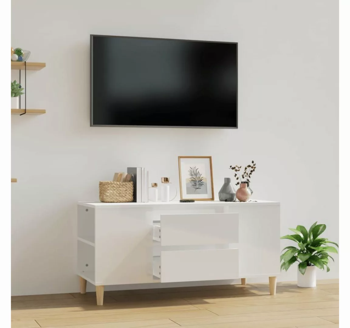 vidaXL TV-Schrank TV-Schrank Hochglanz-Weiß 102x44,5x50 cm Holzwerkstoff TV günstig online kaufen