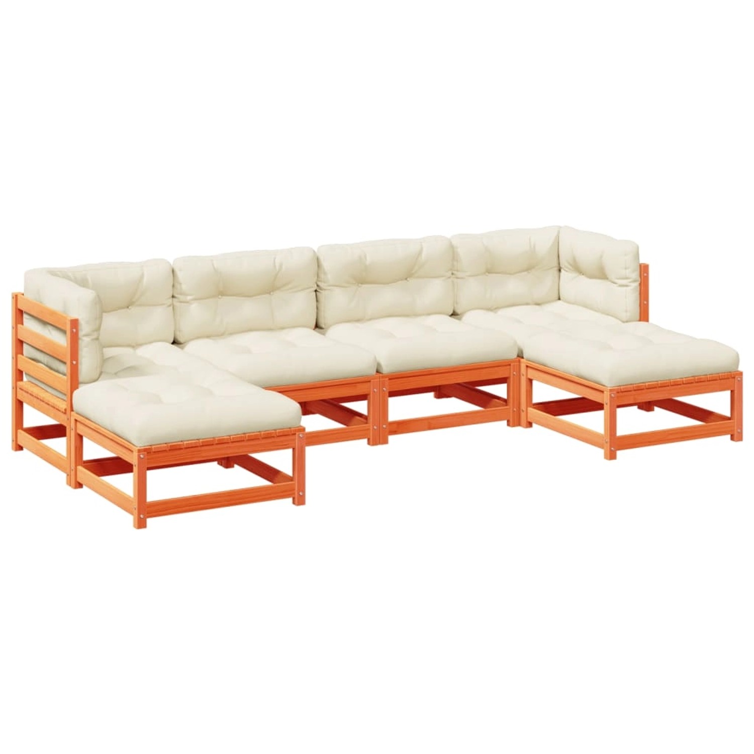 vidaXL 6-Tlg Garten-Sofagarnitur mit Kissen Wachsbraun Kiefernholz 3299568 günstig online kaufen