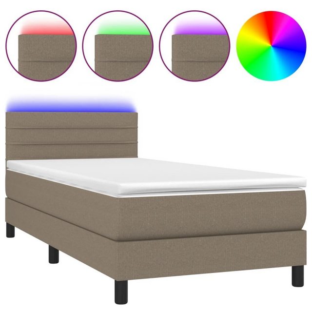 vidaXL Boxspringbett Boxspringbett mit Matratze LED Taupe 100x200 cm Stoff günstig online kaufen