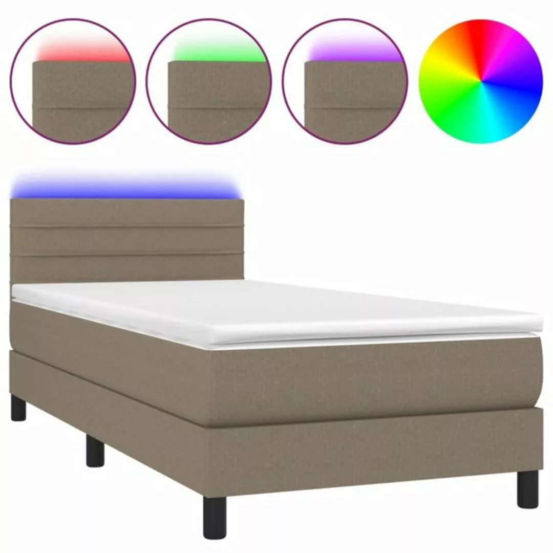 vidaXL Boxspringbett Boxspringbett mit Matratze LED Taupe 100x200 cm Stoff günstig online kaufen