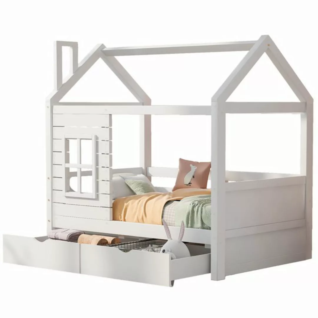 OKWISH Kinderbett Hausbett (Weiß 160x80cm mit Lattenrost ohne Matratze), Ma günstig online kaufen