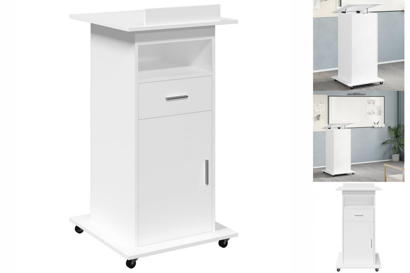 vidaXL Aktenschrank Aktenschrank Rednerpult mit Rollen Schublade Weiß 55x55 günstig online kaufen