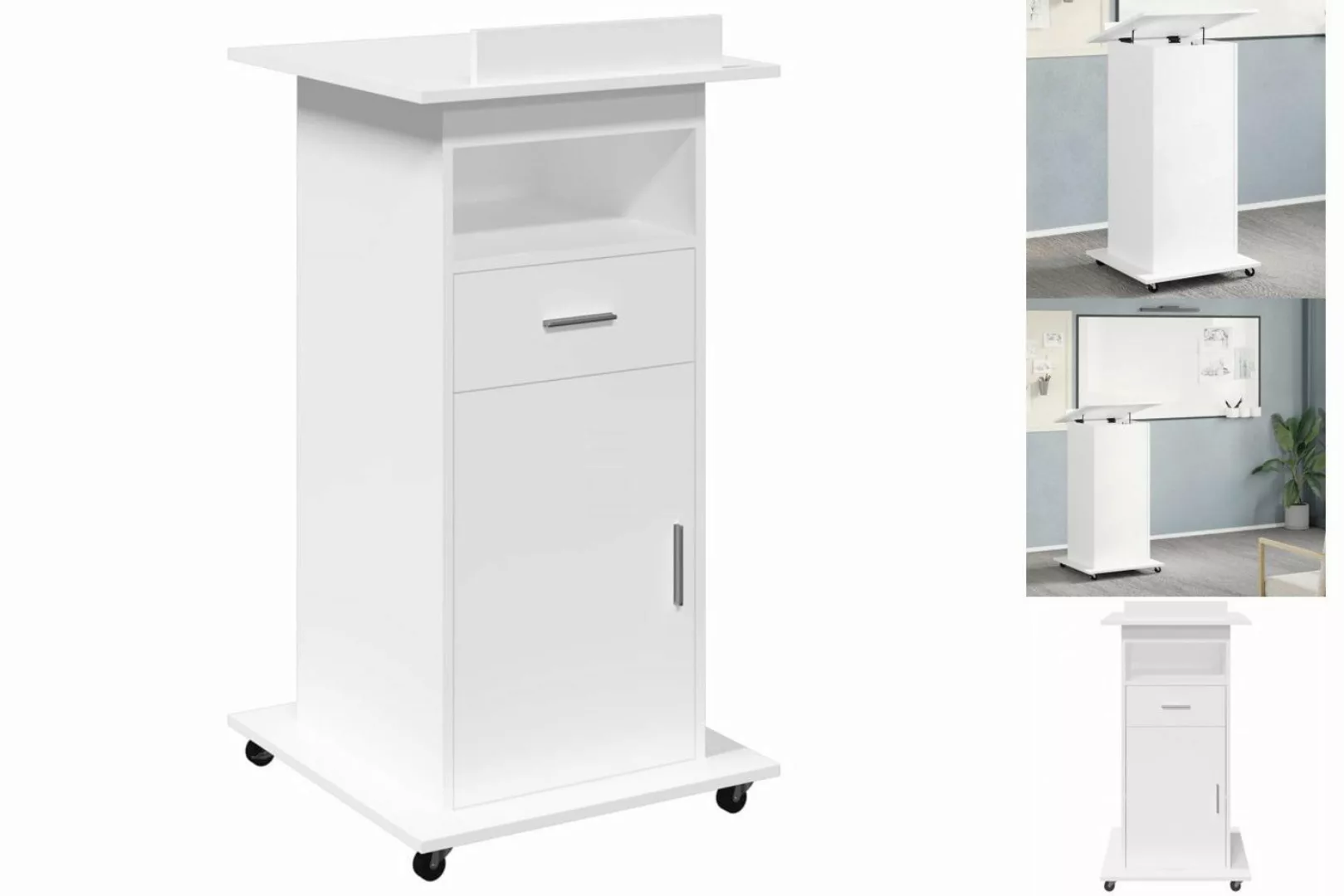 vidaXL Aktenschrank Aktenschrank Rednerpult mit Rollen Schublade Weiß 55x55 günstig online kaufen