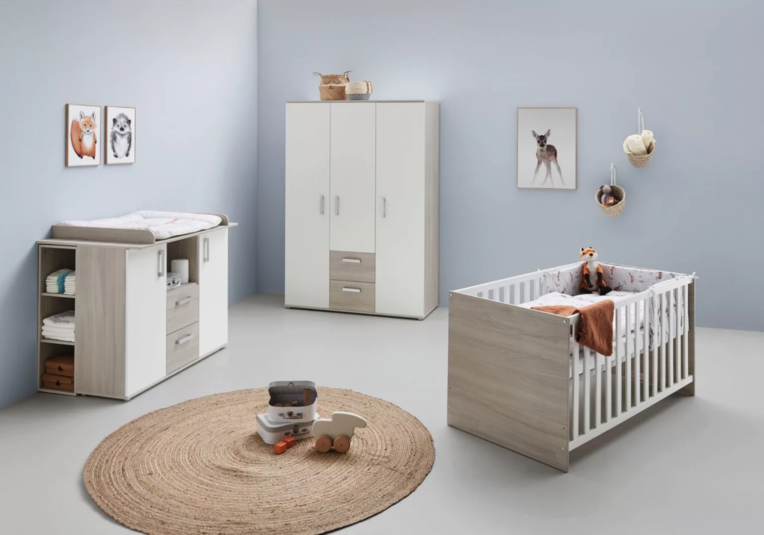 Lüttenhütt Babyzimmer-Komplettset »Geert«, (Set, 4 St., Kinderbett, Regal, günstig online kaufen
