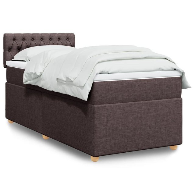 vidaXL Boxspringbett, Boxspringbett mit Matratze Dunkelbraun 90x190 cm Stof günstig online kaufen