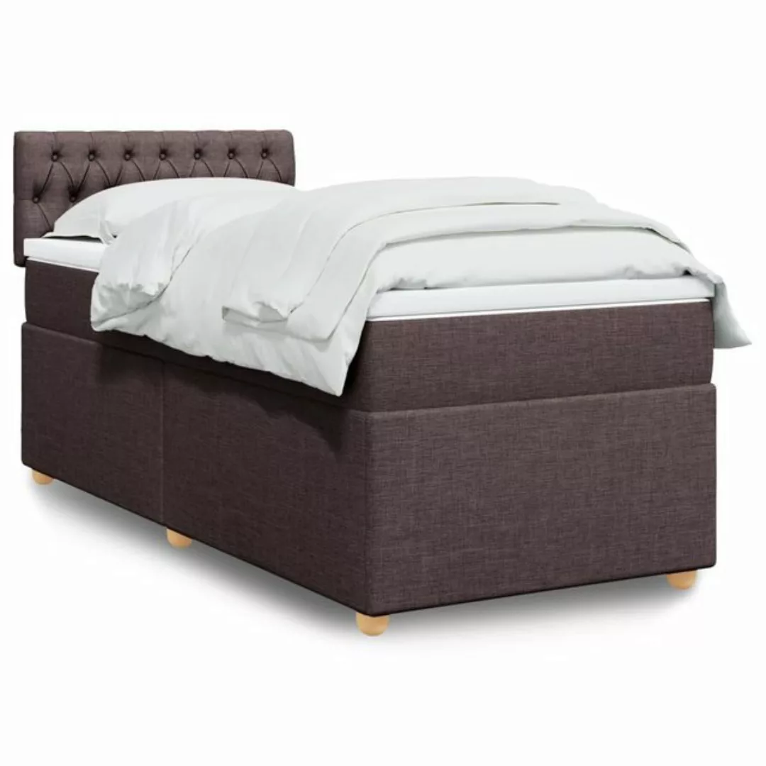 vidaXL Boxspringbett, Boxspringbett mit Matratze Dunkelbraun 90x190 cm Stof günstig online kaufen