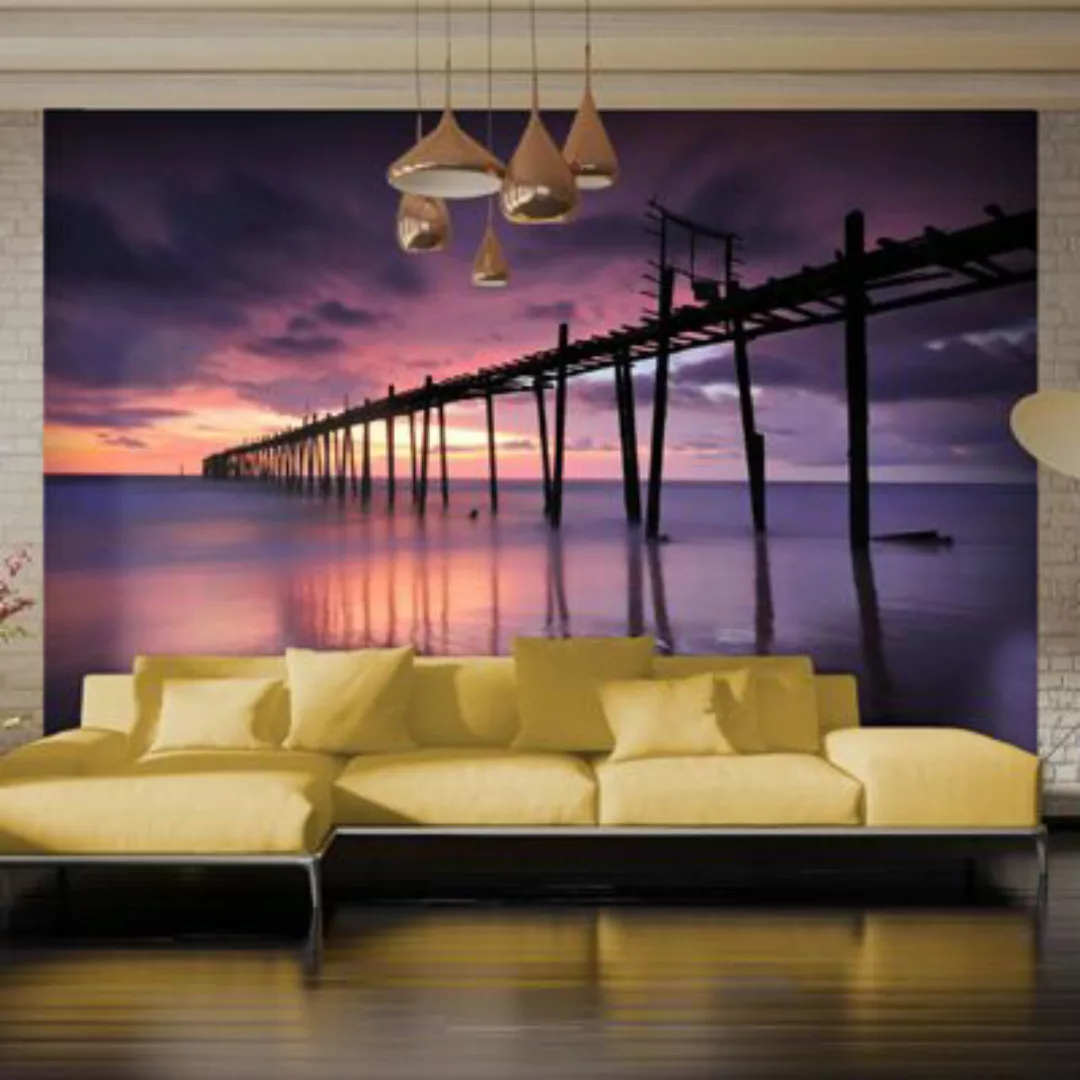 artgeist Fototapete Holzerner Pier im Hafen mehrfarbig Gr. 250 x 193 günstig online kaufen