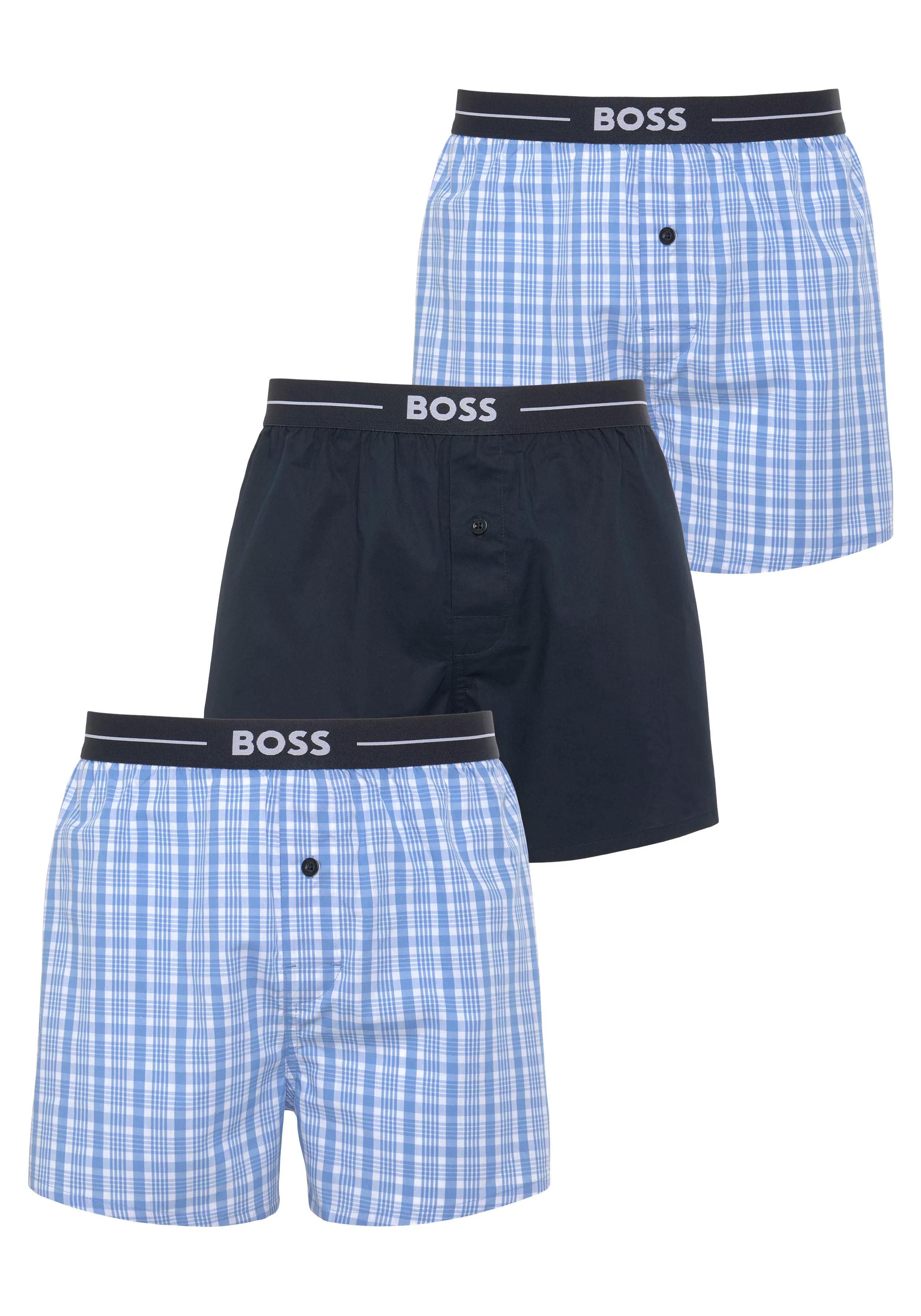BOSS Boxershorts "3P Woven Boxer 10255001 01", (Packung, 3 St., 3er), mit B günstig online kaufen