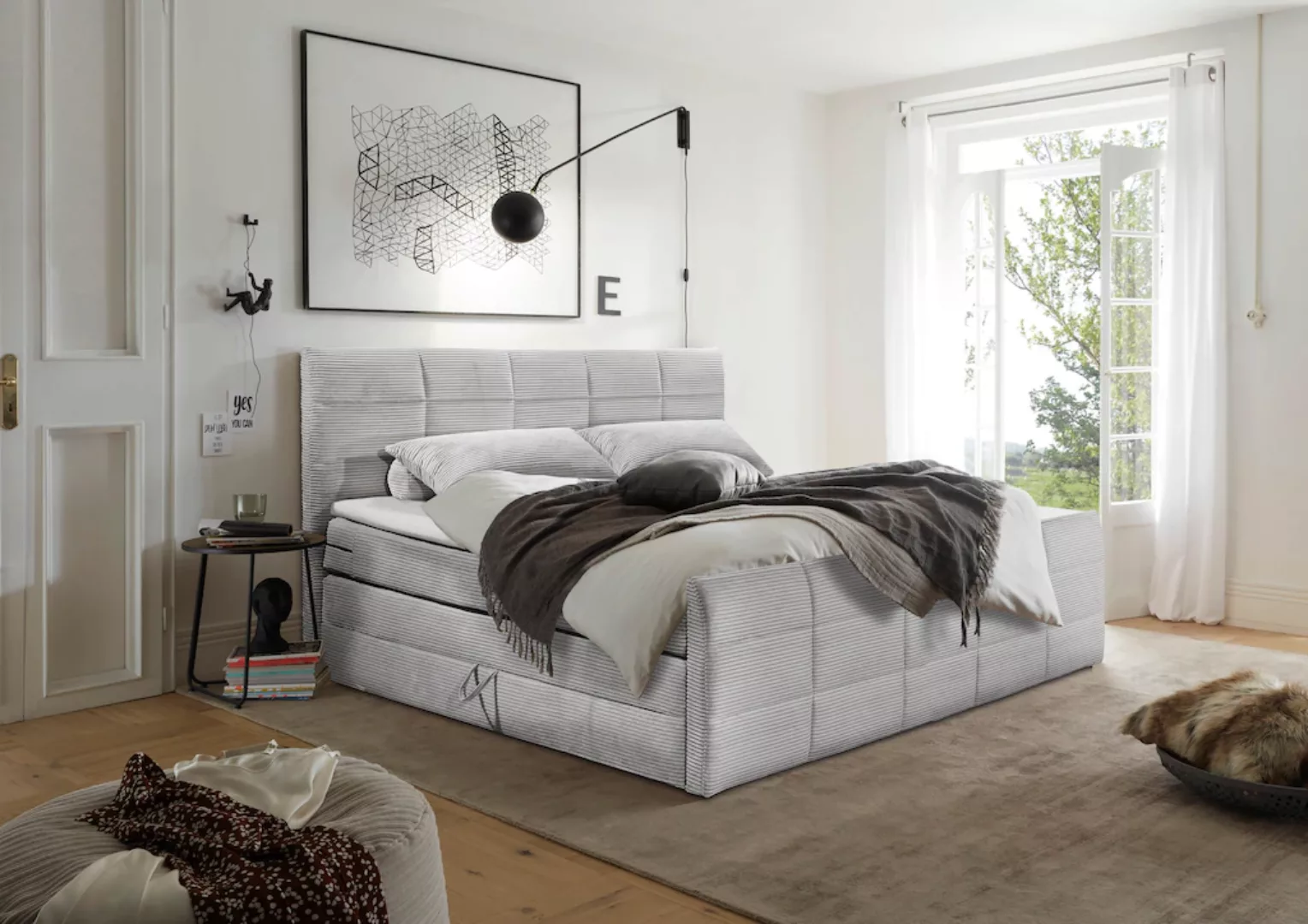 ED EXCITING DESIGN Boxspringbett "Bolivia", harte Seite mit Kokosmatte, wei günstig online kaufen