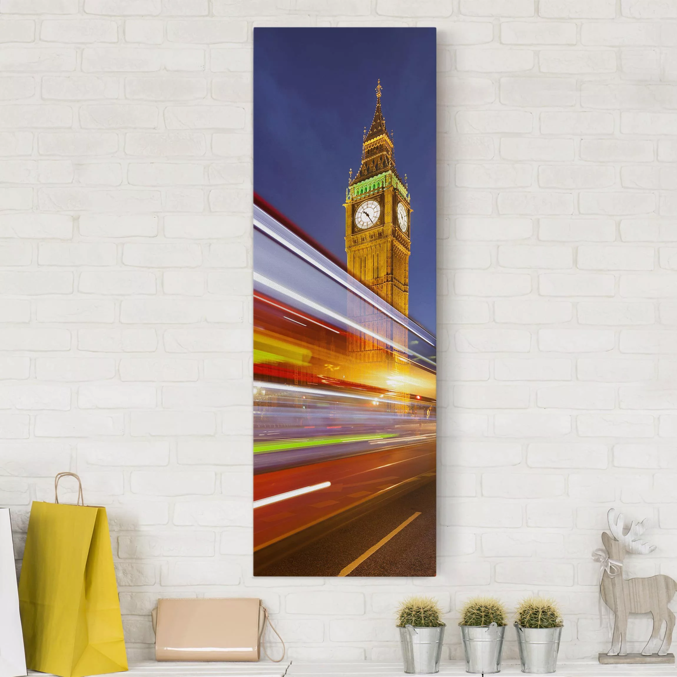 Leinwandbild London - Hochformat Verkehr In London am Big Ben bei Nacht günstig online kaufen