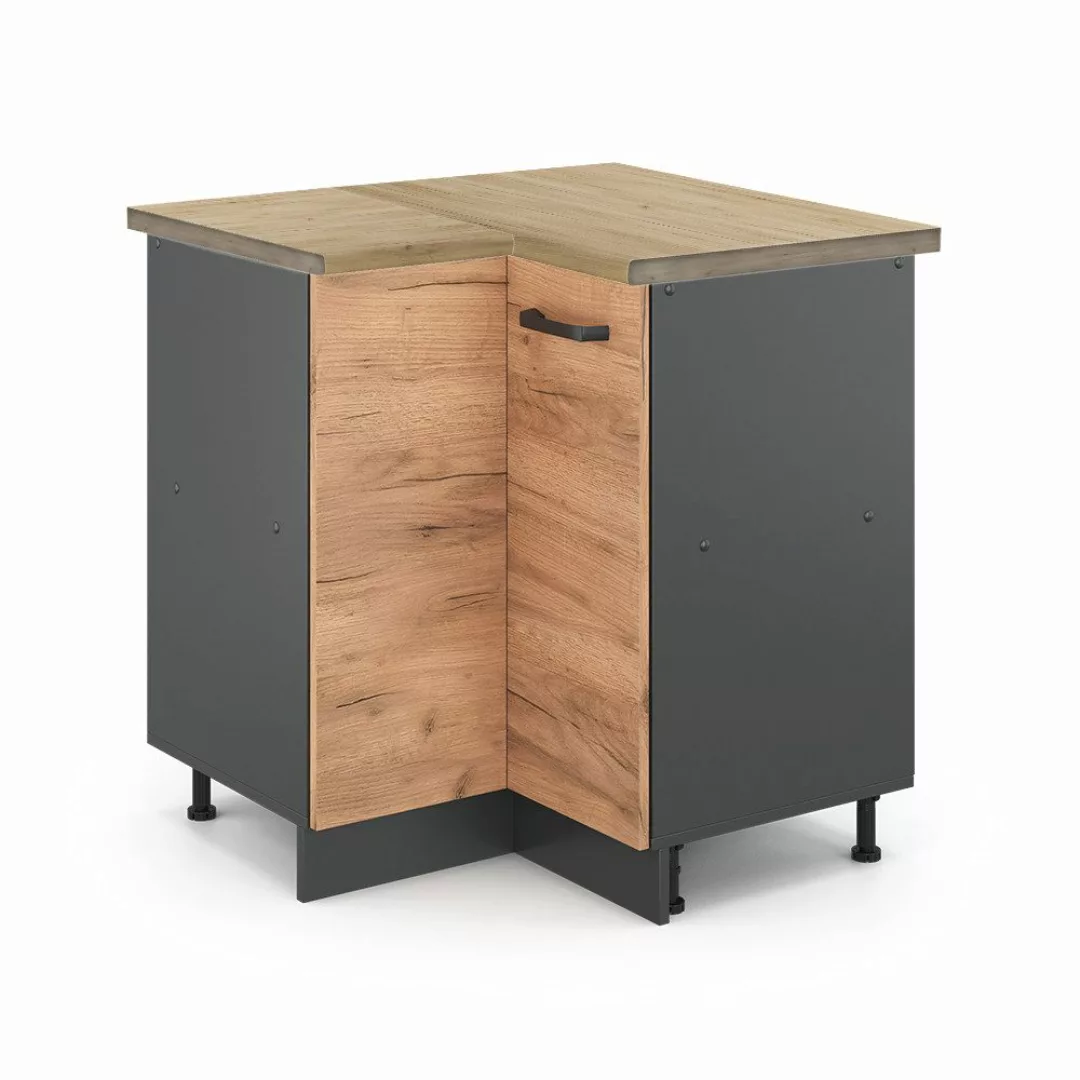 Vicco Eckunterschrank R-Line, Goldkraft Eiche/Anthrazit, 75.6 günstig online kaufen