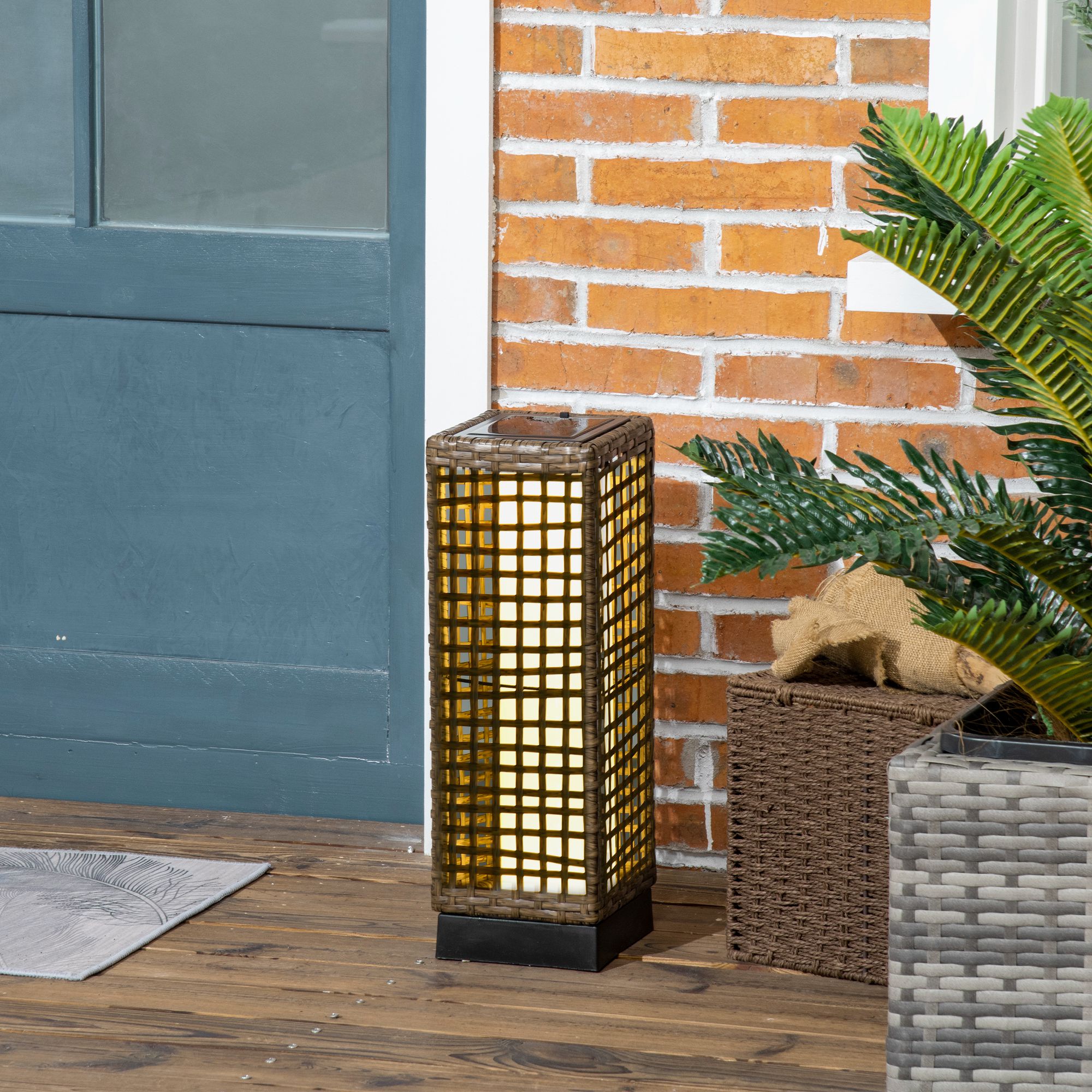 Outsunny Solarlampe Rattan LED Außenleuchte mit Lichtsensor wasserdicht 15, günstig online kaufen